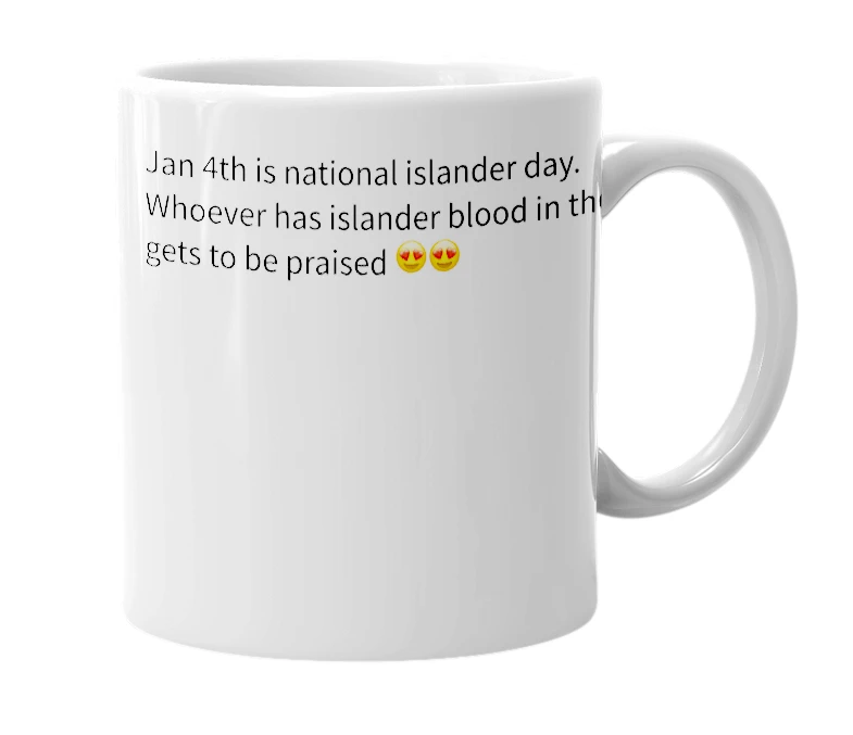 White mug with the definition of 'Jan 4'