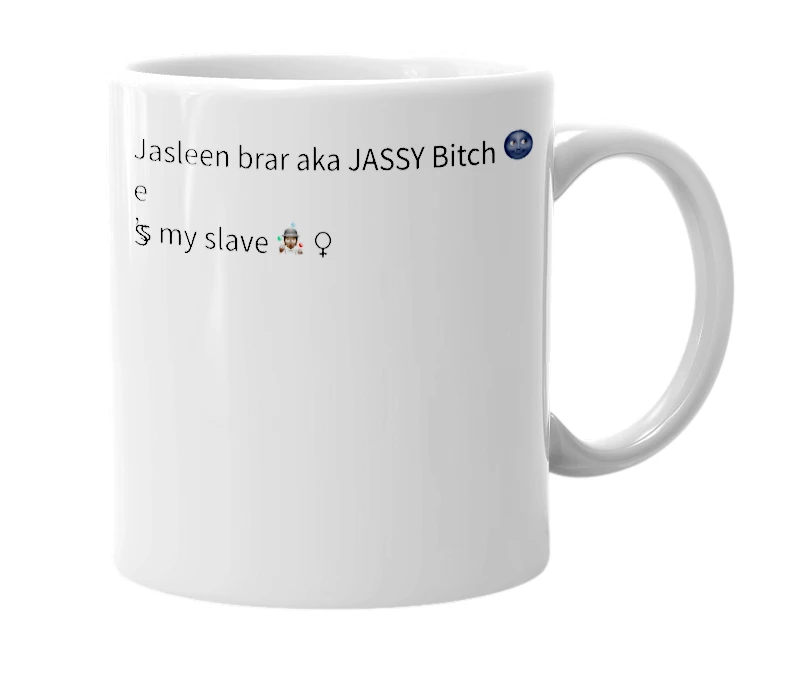 White mug with the definition of 'Jasleen brar'