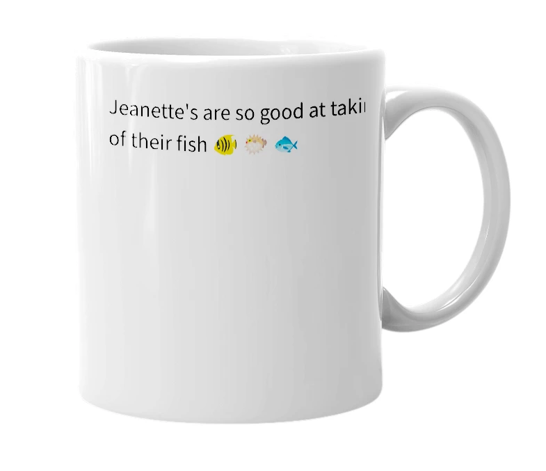 White mug with the definition of 'Jeanette'