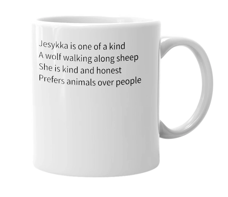 White mug with the definition of 'Jesykka'
