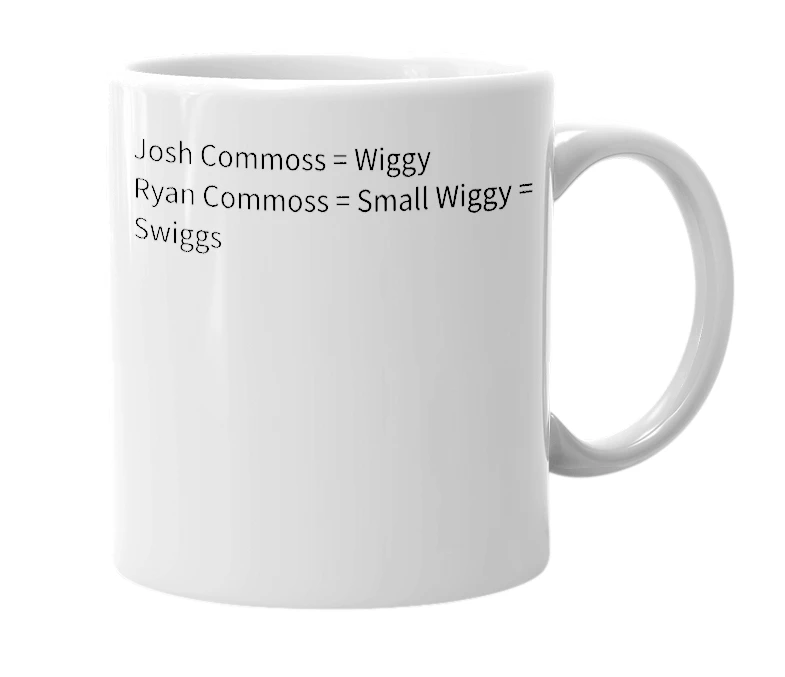 White mug with the definition of 'Swiggs'