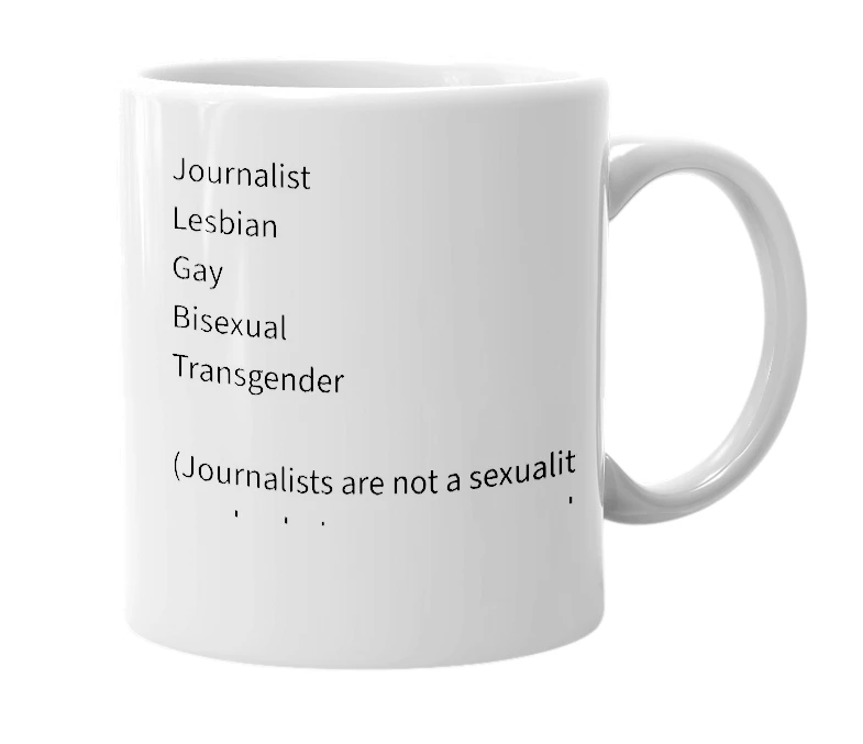 White mug with the definition of 'jlgbt'