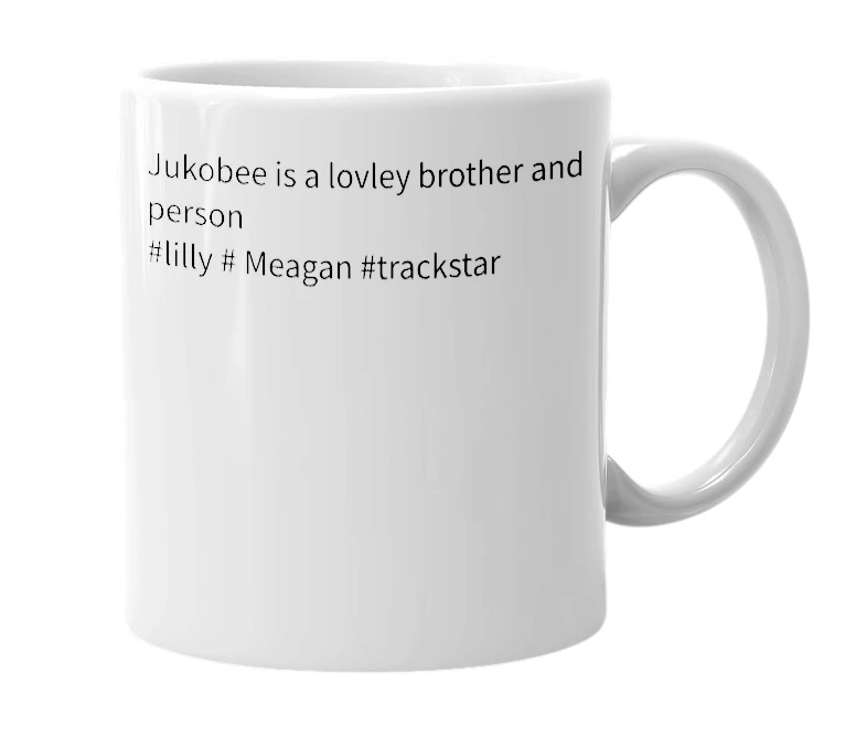 White mug with the definition of 'jukobee'