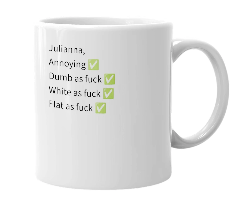 White mug with the definition of 'Julianna'