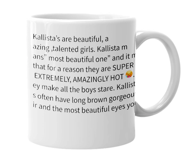 White mug with the definition of 'Kallista'