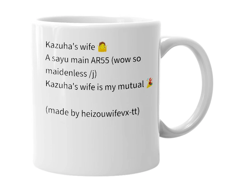 White mug with the definition of '..kazuhas.wife'