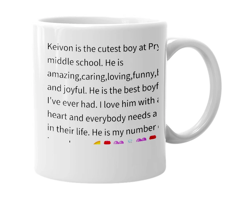 White mug with the definition of 'Keivon'