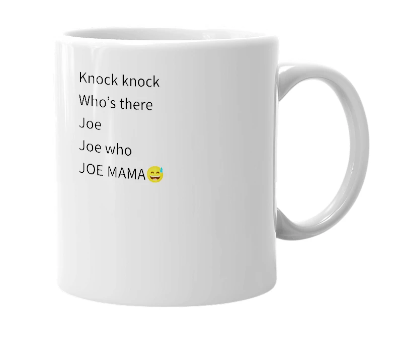 White mug with the definition of 'Joe Mama'