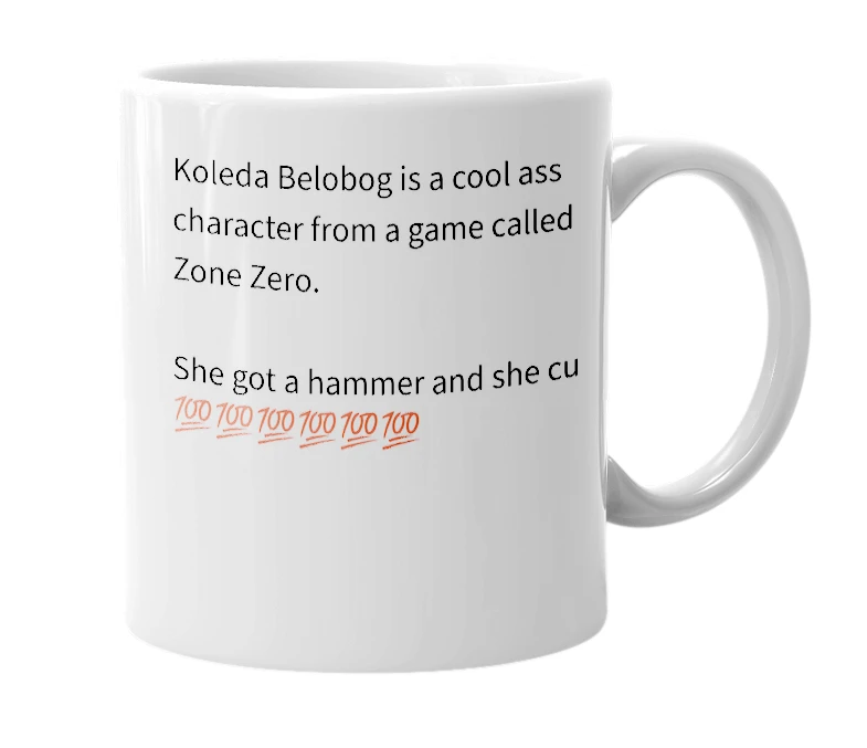 White mug with the definition of 'Koleda Belobog'