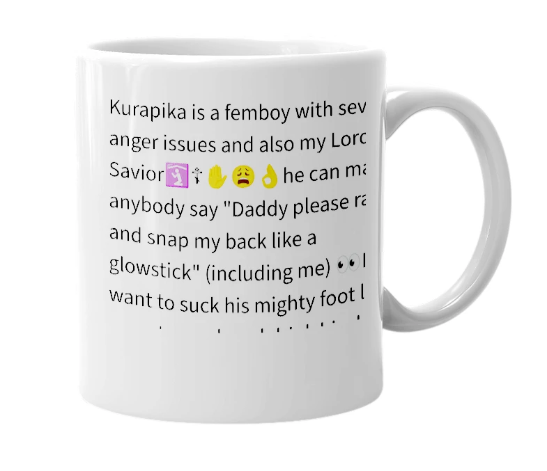 White mug with the definition of 'Kurapika'