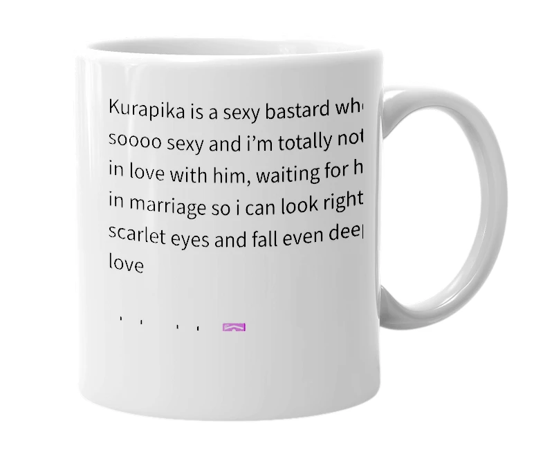 White mug with the definition of 'Kurapika'