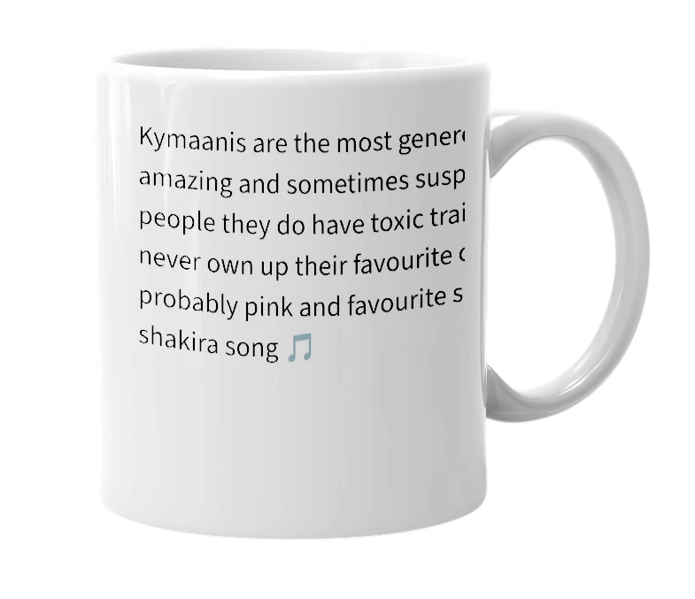 White mug with the definition of 'Kymaani'