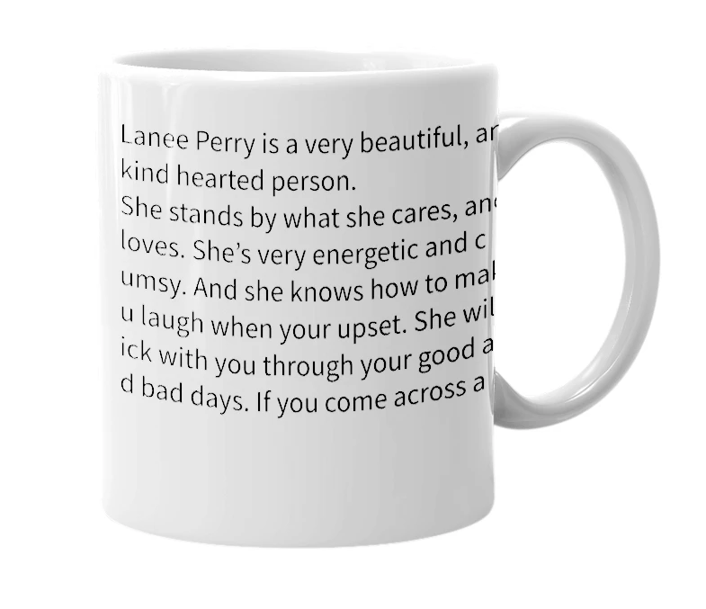 White mug with the definition of 'Lanee Perry'