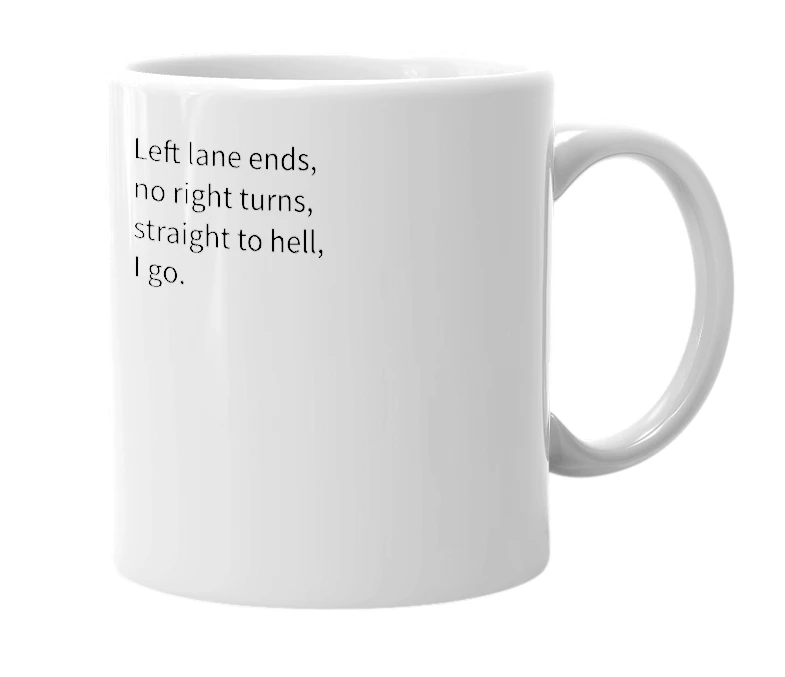 White mug with the definition of 'Which way'