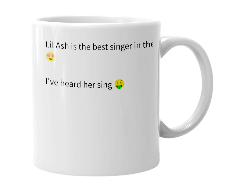 White mug with the definition of 'Lil Ash'