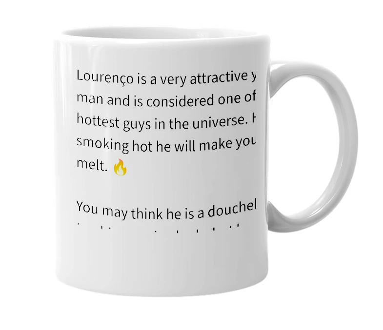 White mug with the definition of 'Lourenço'
