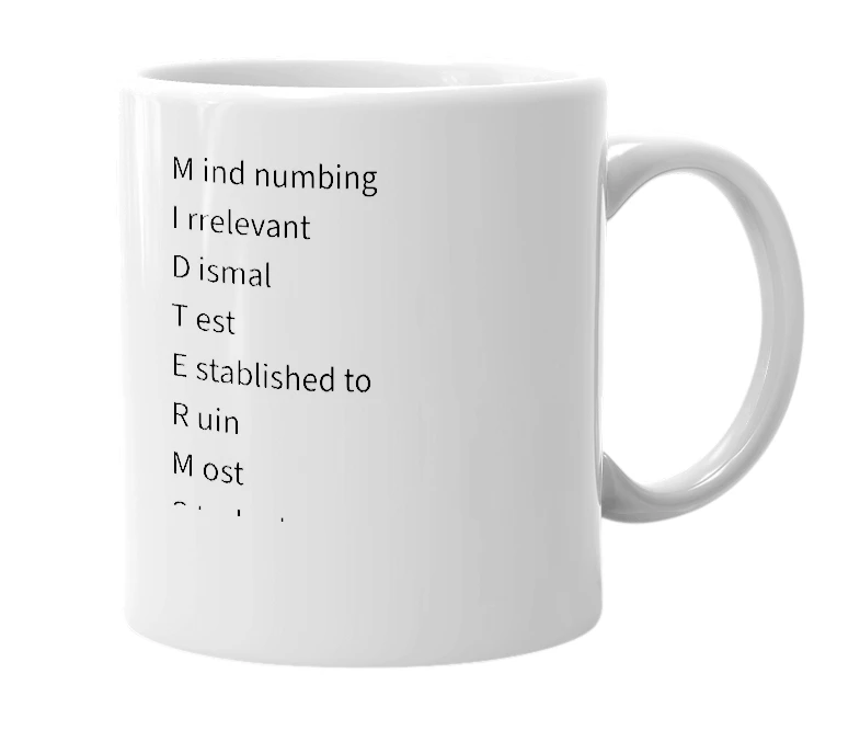White mug with the definition of 'midterm'