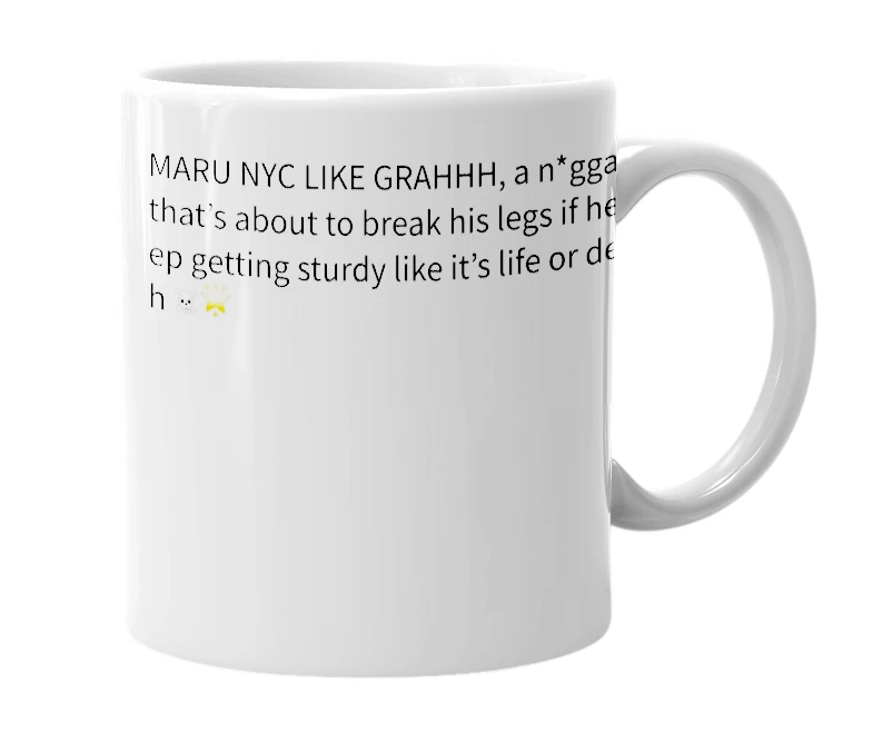 White mug with the definition of 'Maru Nyc'