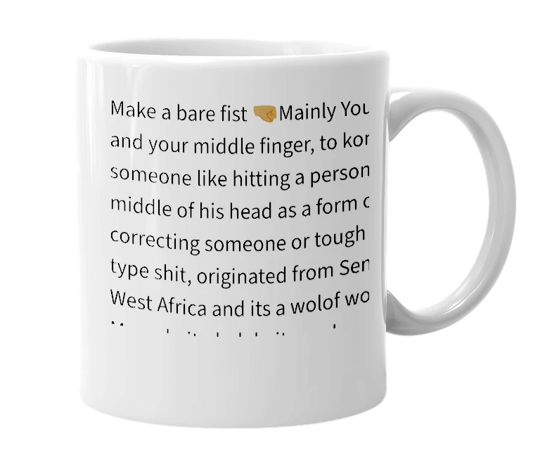 White mug with the definition of 'kong'