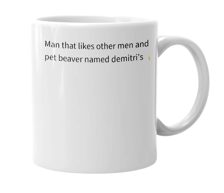 White mug with the definition of 'Demitri'