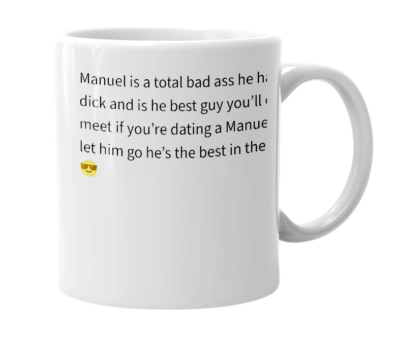 White mug with the definition of 'manuel gonzalez'