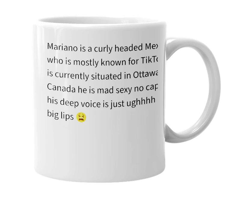 White mug with the definition of 'Mariano Castano'