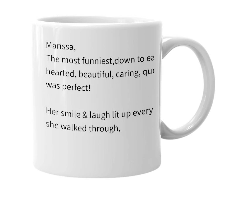 White mug with the definition of 'Marissa'