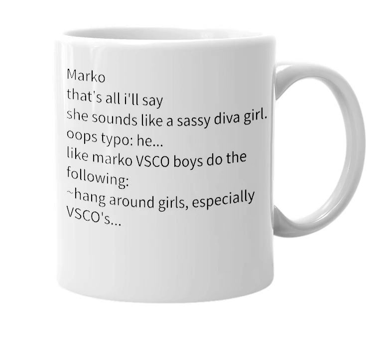 White mug with the definition of 'VSCO boy'