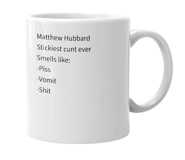White mug with the definition of 'Pissard'