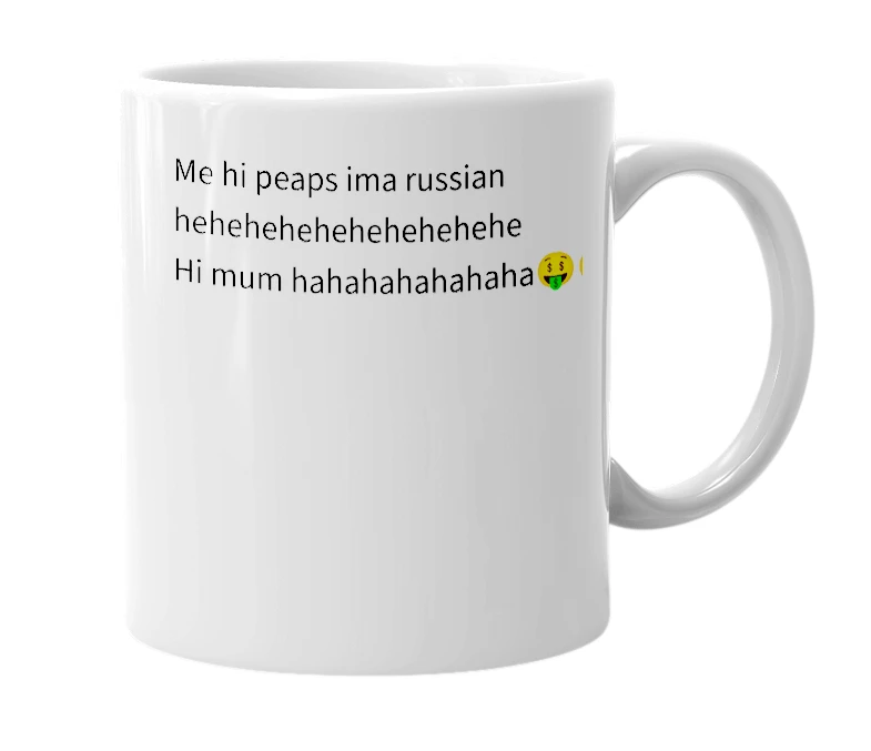 White mug with the definition of 'ima russian'