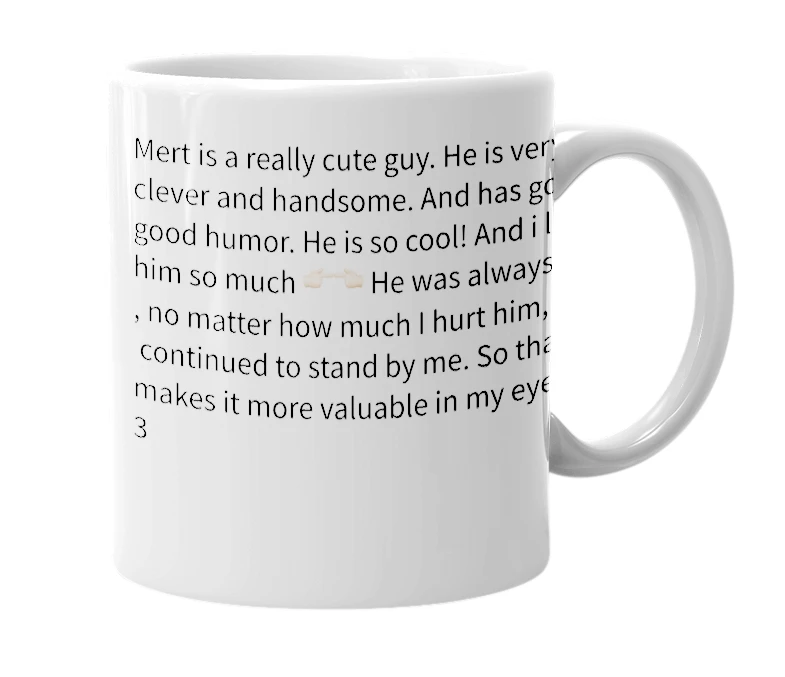 White mug with the definition of 'Mert Akgün'