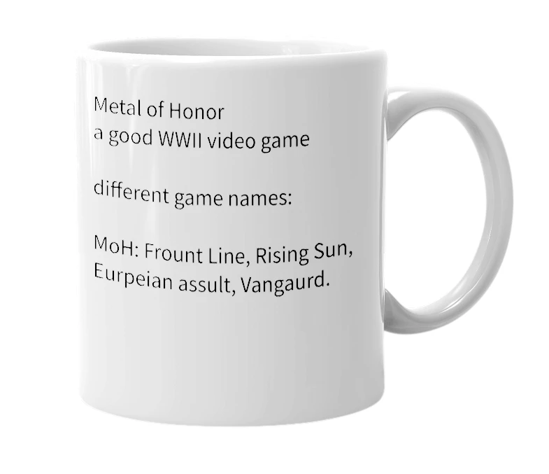 White mug with the definition of 'MoH'