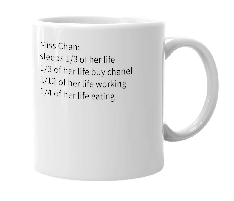 White mug with the definition of 'Ideal Jennes Chan'
