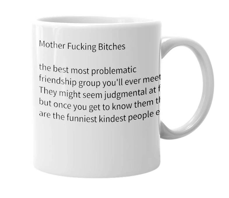 White mug with the definition of 'MFB'