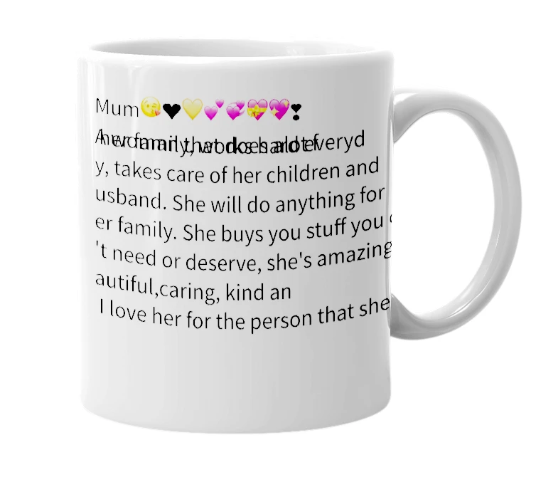 White mug with the definition of 'Mum'