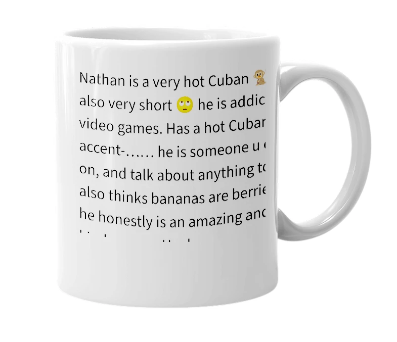 White mug with the definition of 'Nathan'