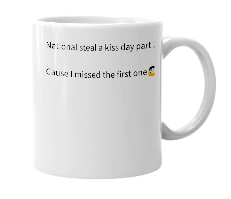 White mug with the definition of 'April 18th'