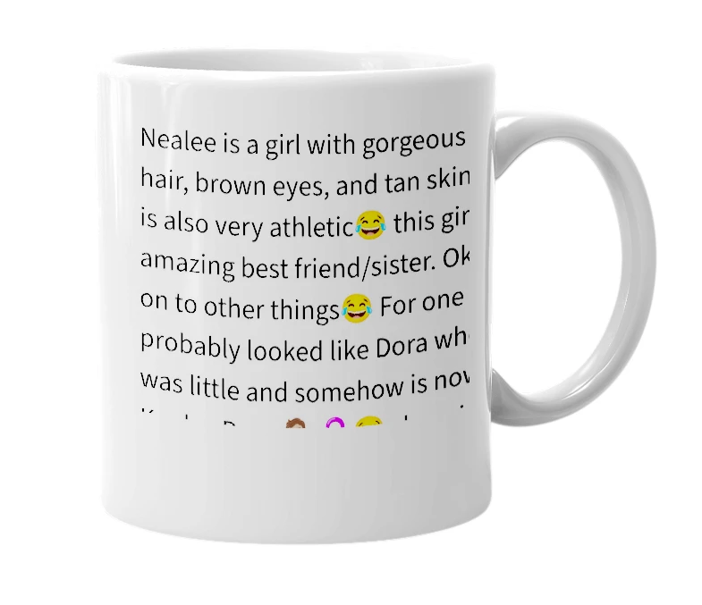 White mug with the definition of 'Nealee'