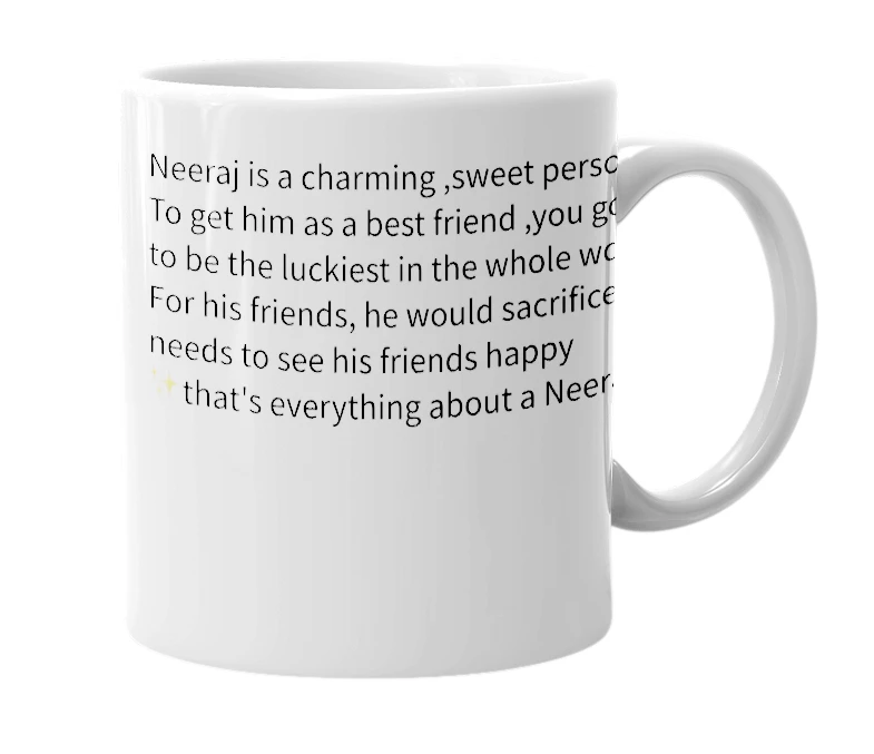 White mug with the definition of 'Neeraj'