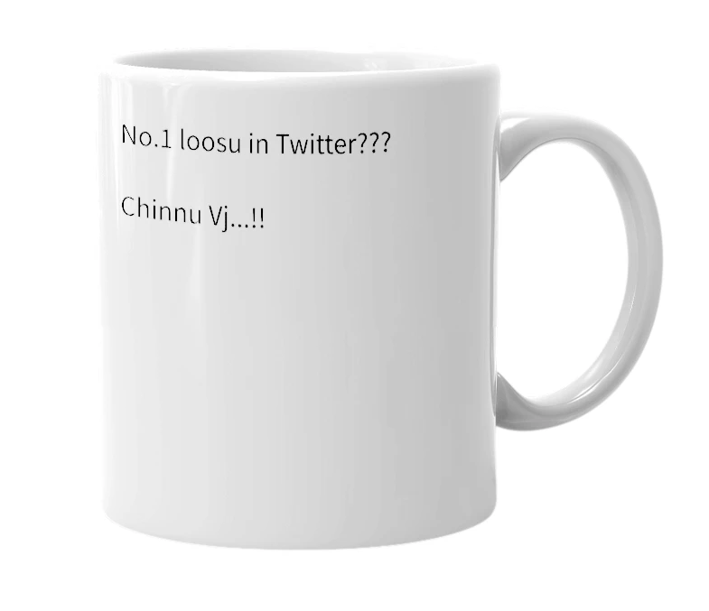 White mug with the definition of 'Chinnu VJ'
