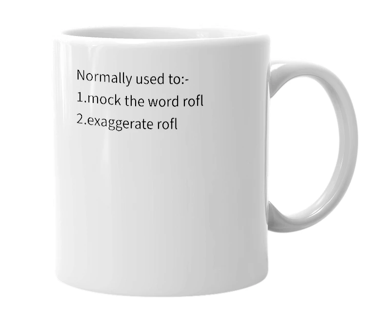 White mug with the definition of 'trofl'