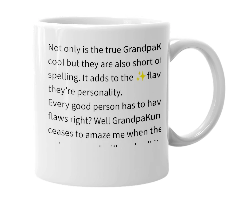 White mug with the definition of 'GrandpaKunikida'