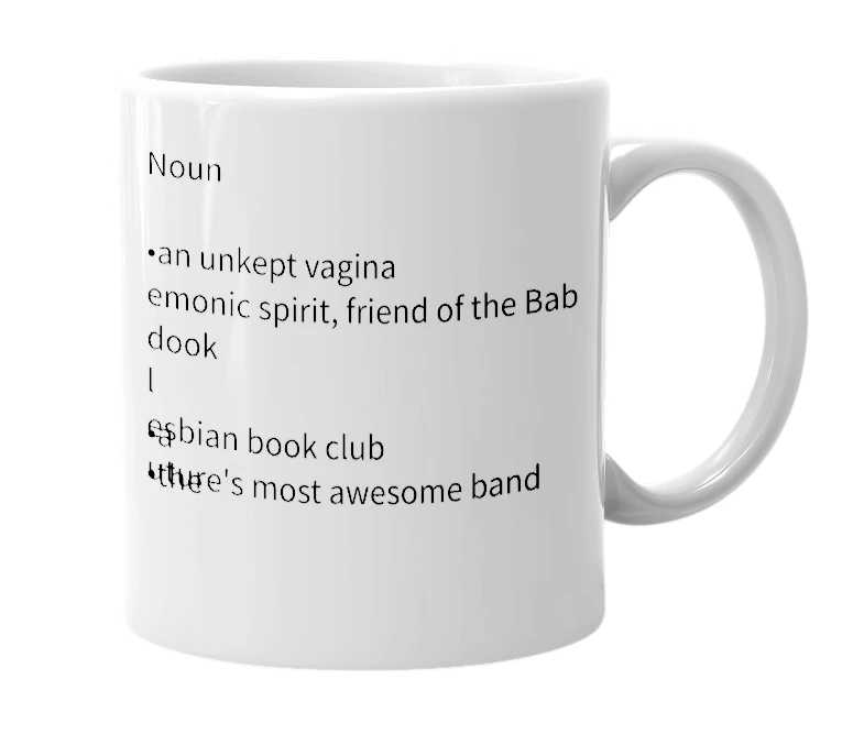 White mug with the definition of 'bushnook'