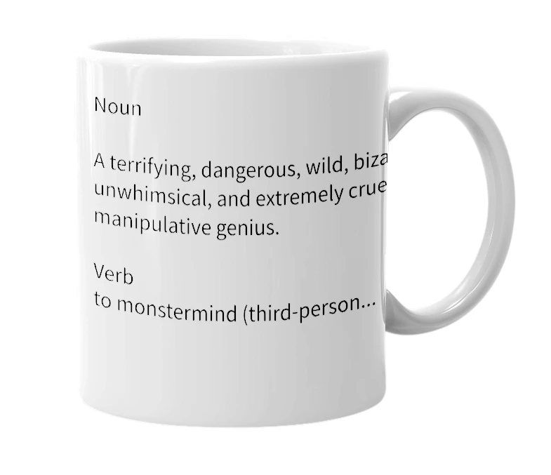 White mug with the definition of 'Monstermind'