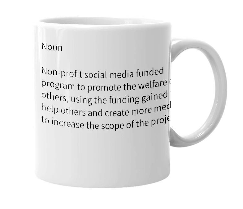 White mug with the definition of 'Crypto-philanthropy'