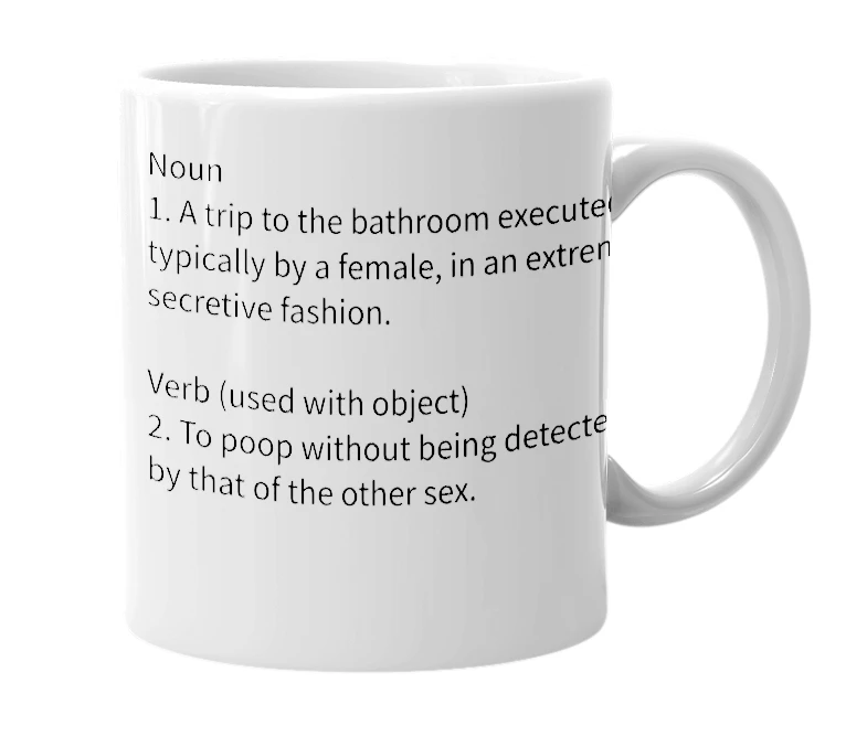 White mug with the definition of 'sneaky poop'
