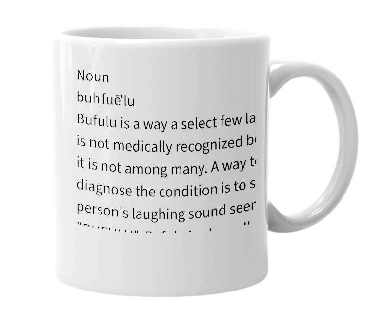 White mug with the definition of 'bufulu'