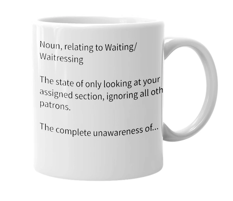 White mug with the definition of 'section vision'