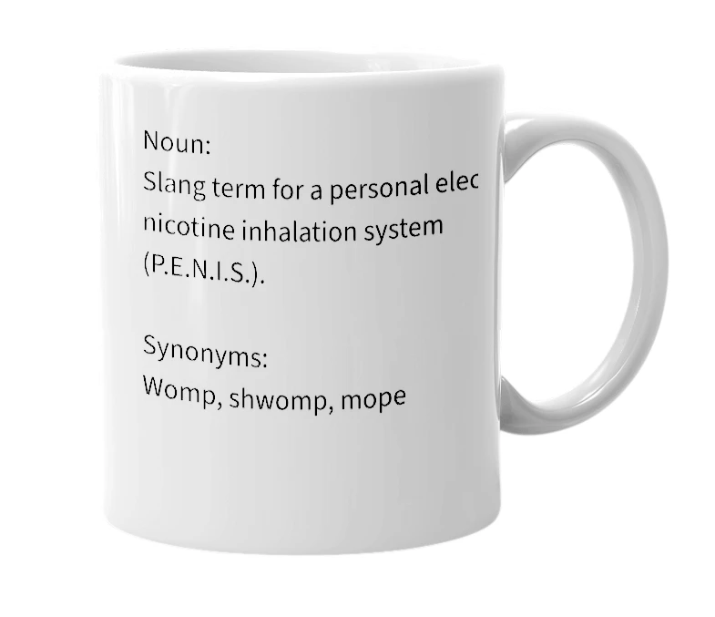 White mug with the definition of 'Moke'