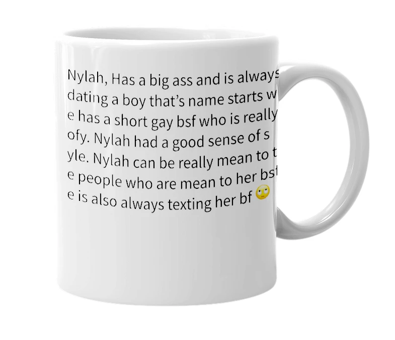 White mug with the definition of 'Nylah'
